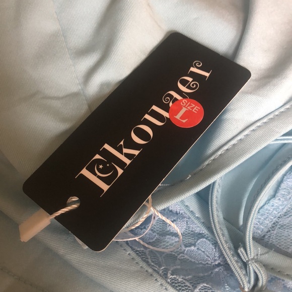 Ekouaer Baby doll nightie SZ L powder blue NWT lace Pajamas feminine Luxury nice - Picture 2 of 10